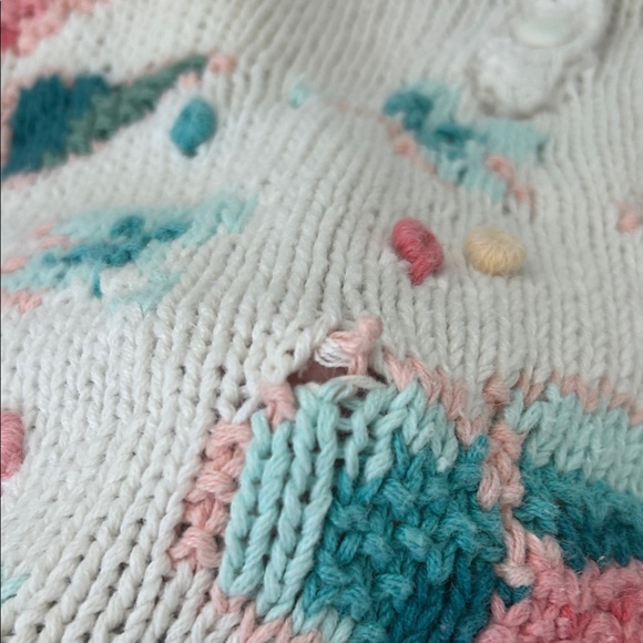 Vintage Portraits Tulip Ramie Cotton Floral Handknit Sweater medium - Picture 13 of 16